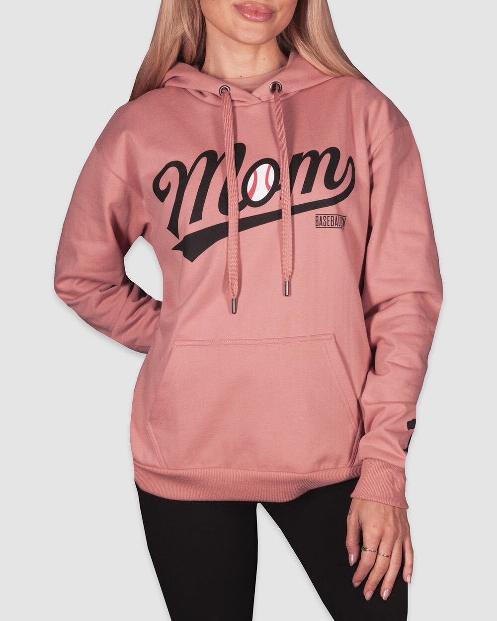 Baseballism Baseball Mom Hoodie Relaxed Fit Hooded Sweatshirt Blush Quartz Small